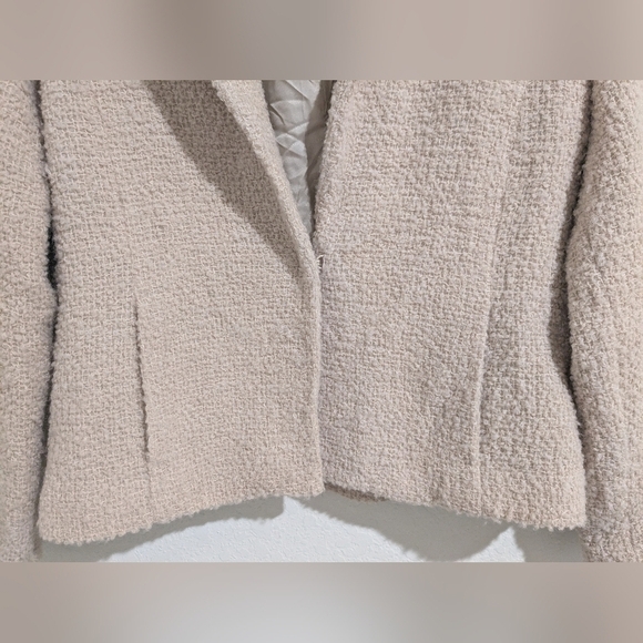 Eileen Fisher Cream Fuzzy Teddy Boucle Wool Blend Blazer Jacket Minimalist - Picture 6 of 15